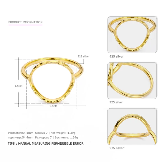 Gold CC кольца из твердого серебра 925 для женщин, трендовые простые кольца на палец, модные ювелирные украшения, аксессуары для офиса, вечерние, подарок CC4003 - Цвет основного камня: Gold