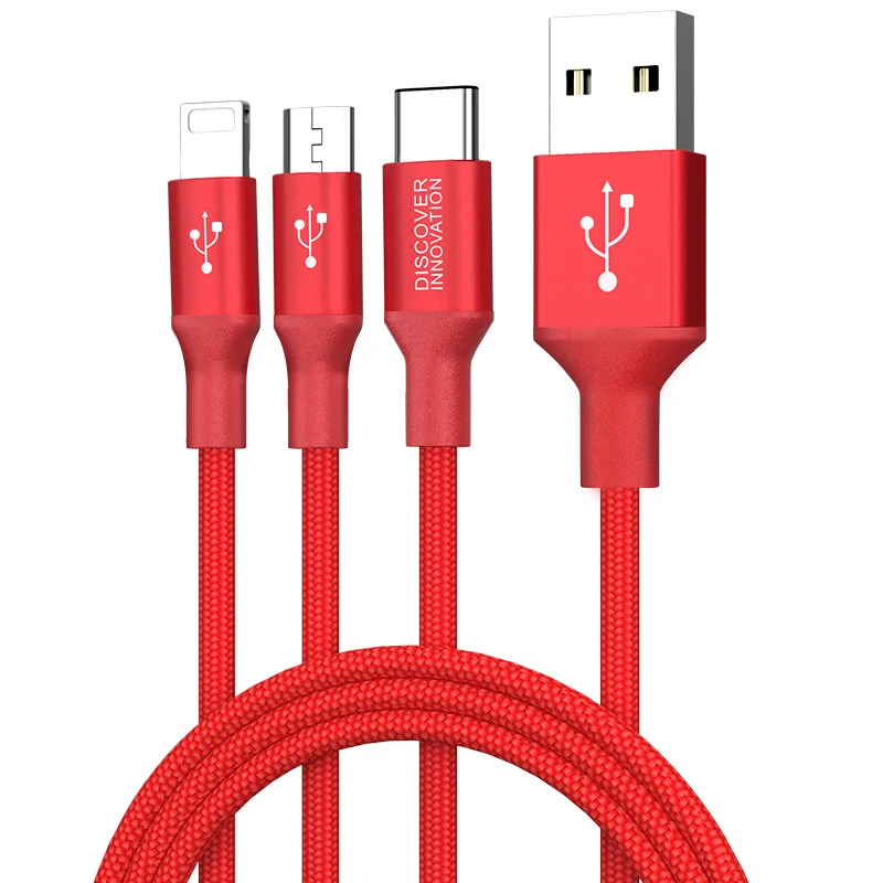 5 V/3A NILLKIN нейлоновый usb-кабель для зарядки и быстрой зарядки для iPhone кабель для быстрозаряжаемый Micro Тип-c 3-в-1 кабель для Oneplus X 7 Redmi Note 7 mi9 se