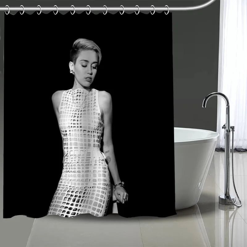 Занавеска для душа Miley Cyrus с принтом водонепроницаемая моющаяся штора из