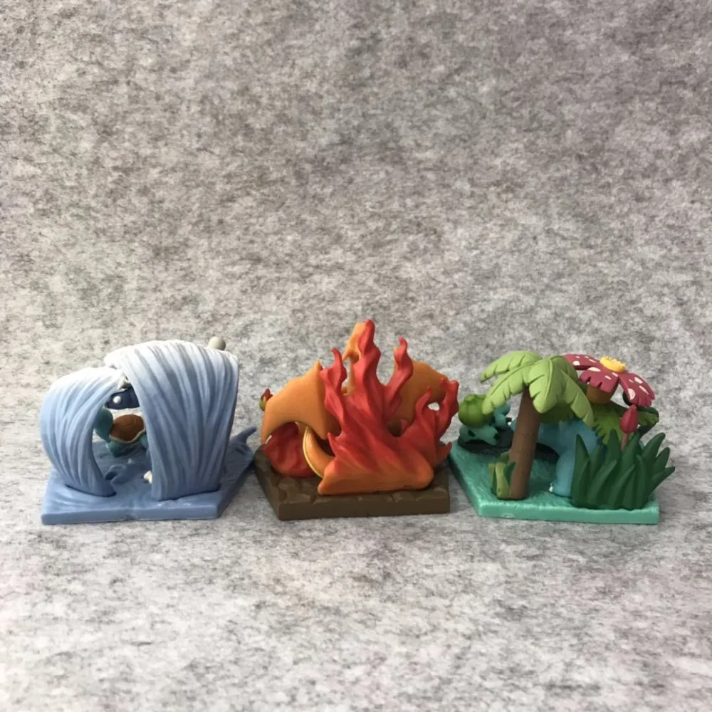 Аниме Пикачу Бульбазавр Blastoise Charizard три семьи ПВХ фигурку Коллекционная модель