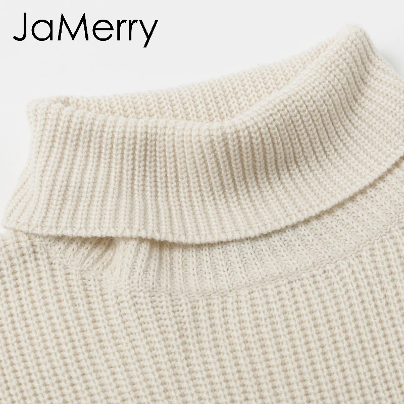 JaMerry, винтажный, элегантный, водолазка, женский, вязаный свитер, пуловер, с длинным рукавом, Повседневные свитера, женский, на осень и зиму, джемпер