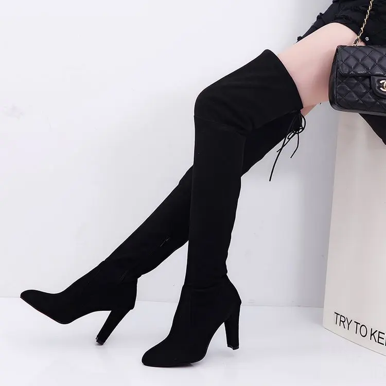 Aike Asia New Over The Knee Boots Women Shoes Winter Stretch Keep Warm High Heels Long ShoesElastic Band | Обувь - Фото №1