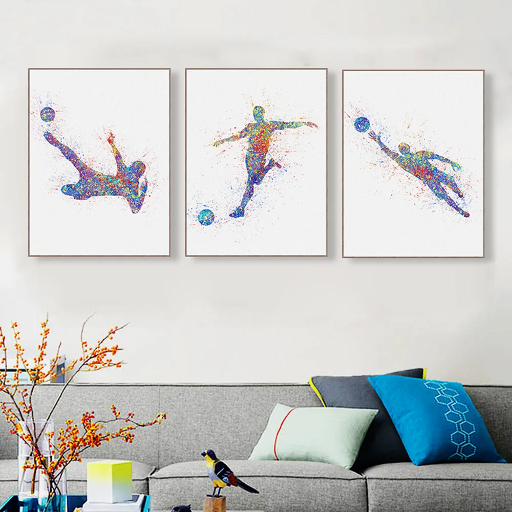 Акварель футбольная живопись художественный Принт плакат абстрактные