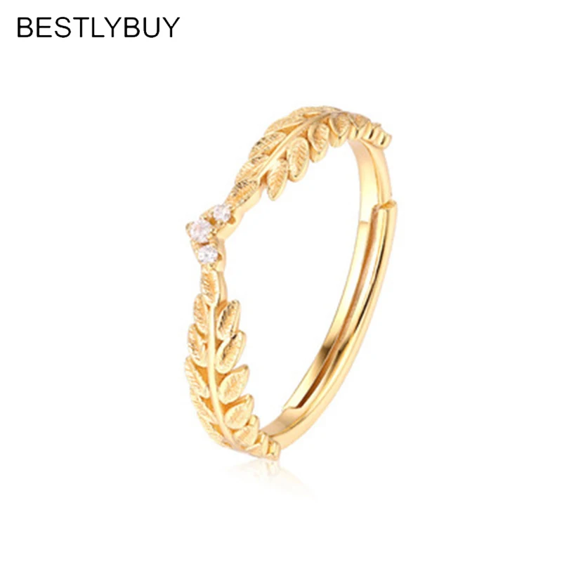 

BESTLYBUY Genuine 925 sterling silver ring heart-shaped olive branch opening ring for women Lover Best Gift