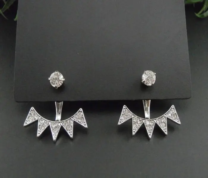 Wholesale Rhinestone Starburst Ear Jacket Fashion Glass Stone Alloy Swing Earring Split Front Back Stud for Women SFE167 | Украшения и