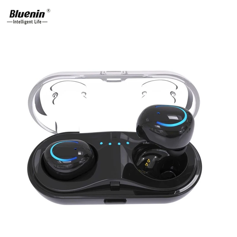 Bluenin Q18 TWS синие зубные наушники мини беспроводные Bluetooth с зарядным боксом