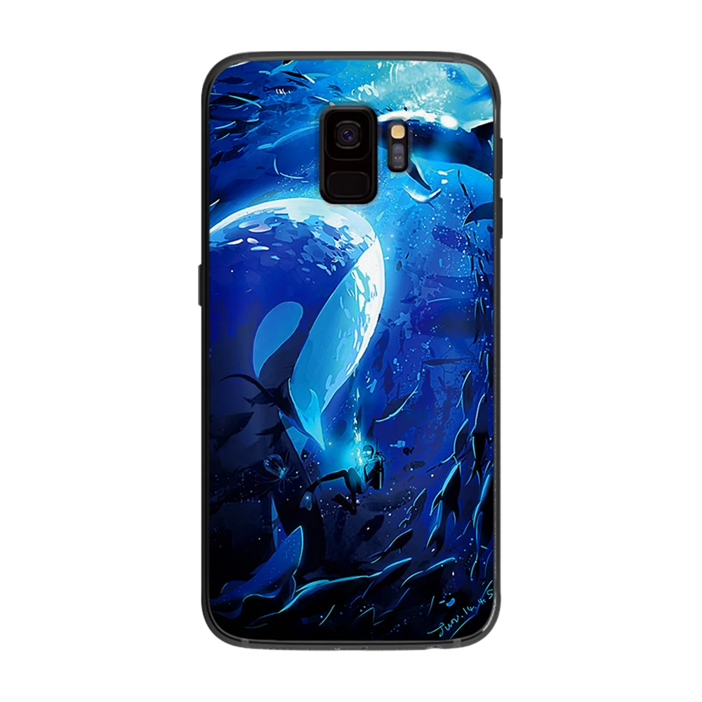 Мультяшные морские Киты и дельфинов а так же для samsung Galaxy A5 A6 A7 A8 A9 2018 2019 плюс M10 M20 M30
