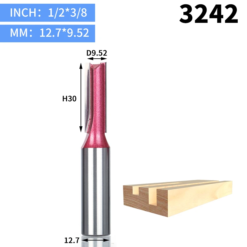 3242 HUHAO 1pcs 1/4" 1/2"Shank Industrial Grade straight bit Woodworking Tools Router Bit for Wood Tungsten endmill milling cutter - Длина режущей кромки: 3242
