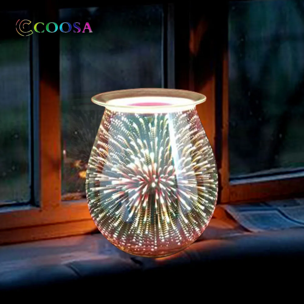 

3D эффект Starburst фейерверк стекло электрическое масло благовония аромат теплее свечи воск Tart горелка Арома декоративная лампа для дома