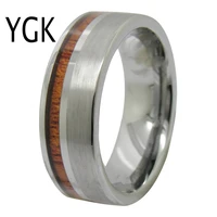 ygk wedding jewelry matte silver pipe wood inlay new tungsten rings for mens bridegroom wedding engagement anniversary ring
