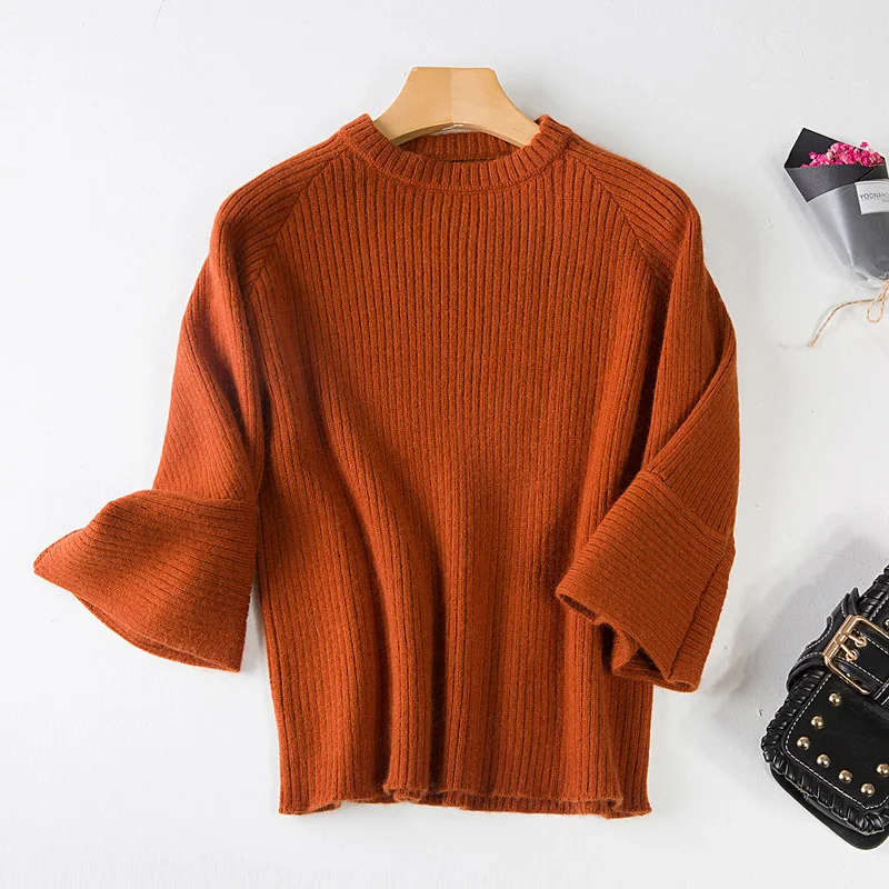 Фото Women Jersey New Fashion High Quality Pure Cashmere Fluffy Soft Twist Knitted Flare Sleeve Pullover Sweater Женская одежда Women Jersey New Fashion High Quality Pure Cashmere Fluffy Soft Twist Knitted Flare Sleeve Pullover Sweater Женская одежда