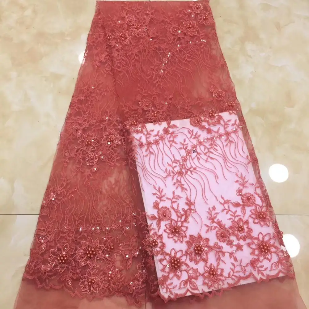 

High Quality Nigerian French beaded Tulle Lace For Party Dress 2019 Latest Tulle Lace Fabric African Lace Fabric with Sequins