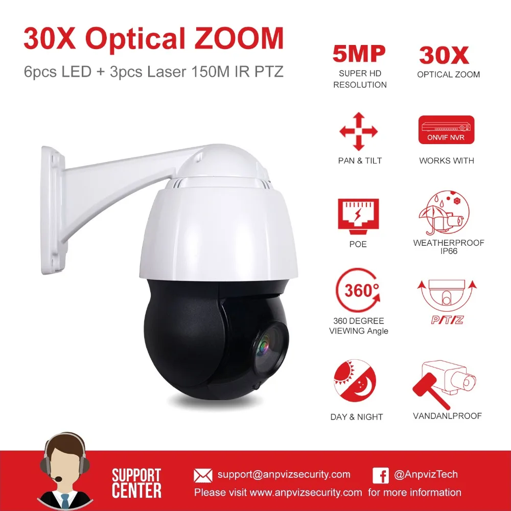 5MP PTZ IP камера наружная Onvif 30X ZOOM Водонепроницаемая Высокоскоростная купольная H.265