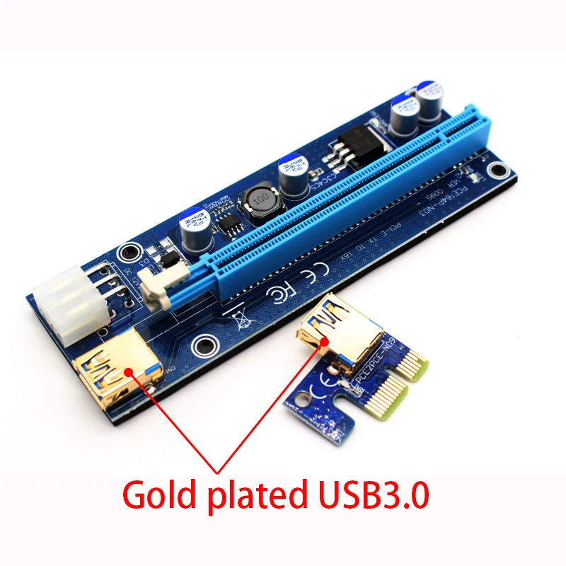 50 шт. 009S Risers PCIe PCI E Express Riser Card 1X to16x USB 3 0 кабель для передачи данных 6 Pin SATA источник