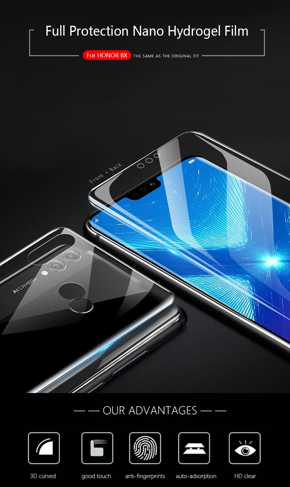 CHYI 3D изогнутая пленка для huawei Honor 8X 9X Защитная пленка для экрана 6,5 Дюймов Полное покрытие нано Гидрогелевая пленка с инструментами не закаленное стекло