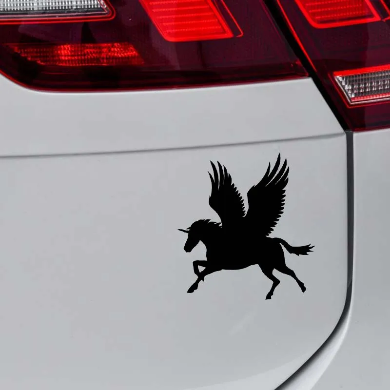 YJZT 11.6*12.4CM Handsome Flying Unicorn Angel Pray Decal Black/Silver Covering The Body Silhoutte Car Sticker Vinyl C20-1570 | Автомобили