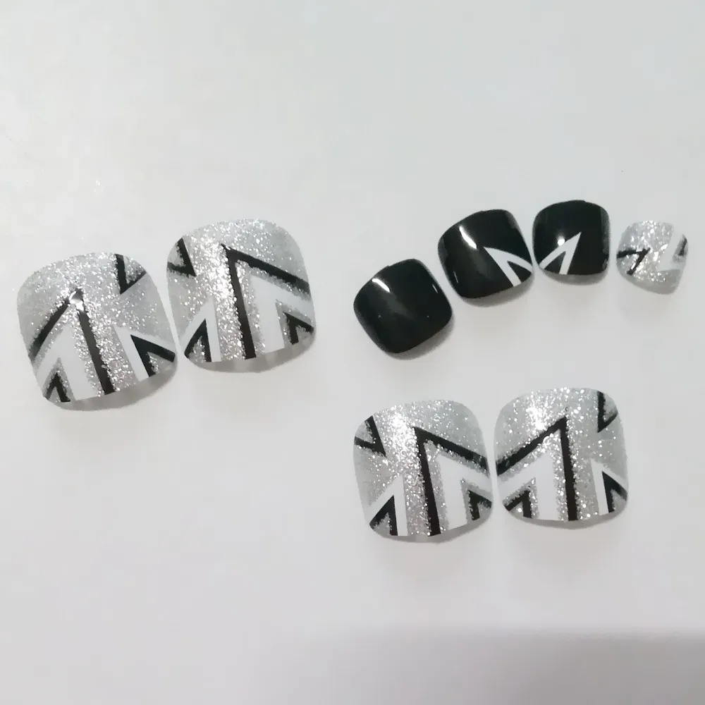 T044 24 шт французские искусственные ногти для пальцев ног, мягкие розовые накладные ногти для ногтей, для детей, сделай сам, для ногтей 28-2 - Цвет: T044