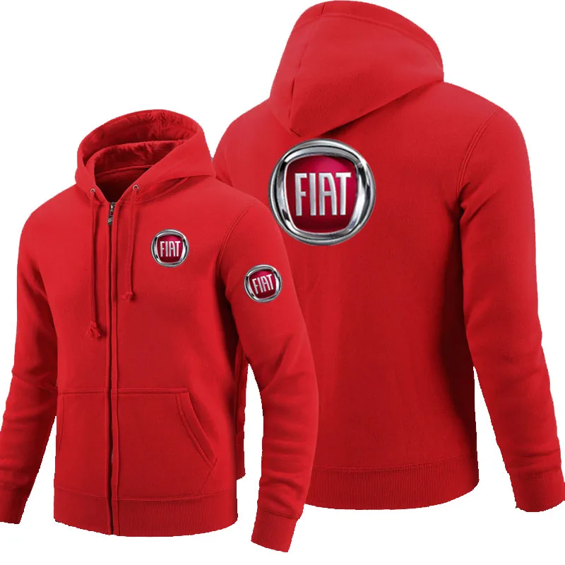 Лого Fiat толстовка на молнии мужские толстовки на молнии Осенняя толстовка с капюшоном зимняя длинная модная повседневная одежда - Цвет: Красный