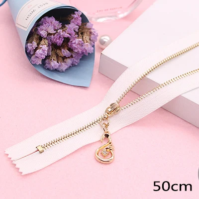 Комплект из 2 предметов Meetee 3# молнии с закрытым концом 35/40/50 см металлическая молния с цветами и жемчугом слайдер многоцветный для Портной Швейные DIY мешок одежды Craft Accessoy - Цвет: white 50cm