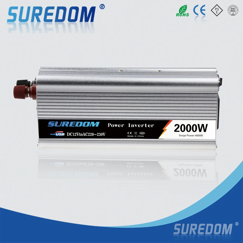 DC/AC 12 В до 220 В Модифицированная синусоида Suredom Бренд Тип Одного выхода микро автомобильный инвертор 2000 Вт