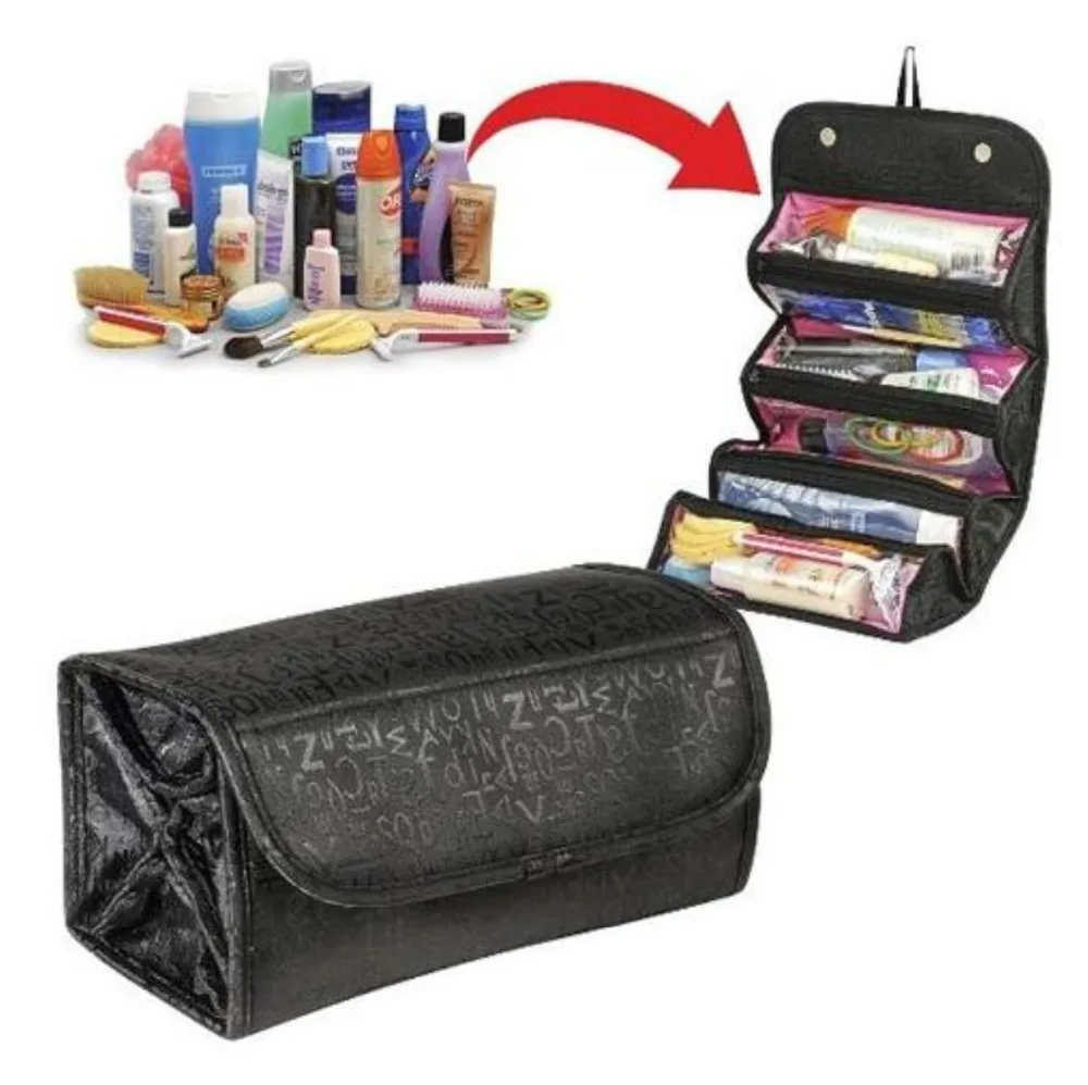 PACGOTH Portable Makeup Wash Bag Big Storage Organizer Black Rectangle Cosmetic Travel 51cm x 24.5cm 1 PC | Багаж и сумки