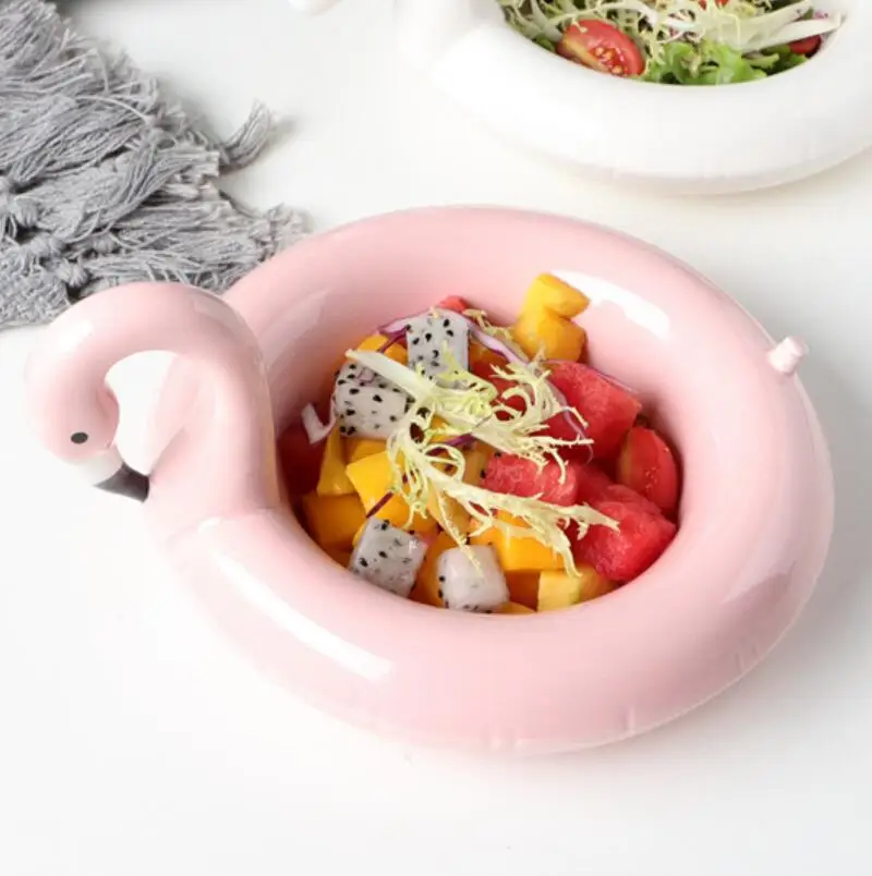 Flamingo Креативная Фламинго снежок миска для десерта миски Единорог снек тарелка Черный лебедь тарелки для закусок мороженое Европейский стиль блюдо для фруктов - Цвет: Flamingo