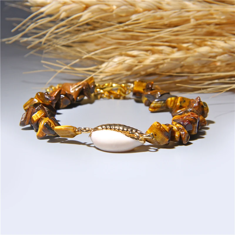 Браслеты с подвесками ЗОЛОТОЙ каури браслеты из нержавеющей стали для женщин