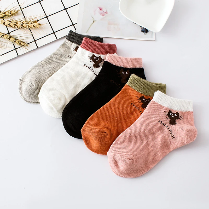 BalleenShiny 5 пар/лот милые хлопковые носки с принтом животных для маленьких мальчиков - Фото №1