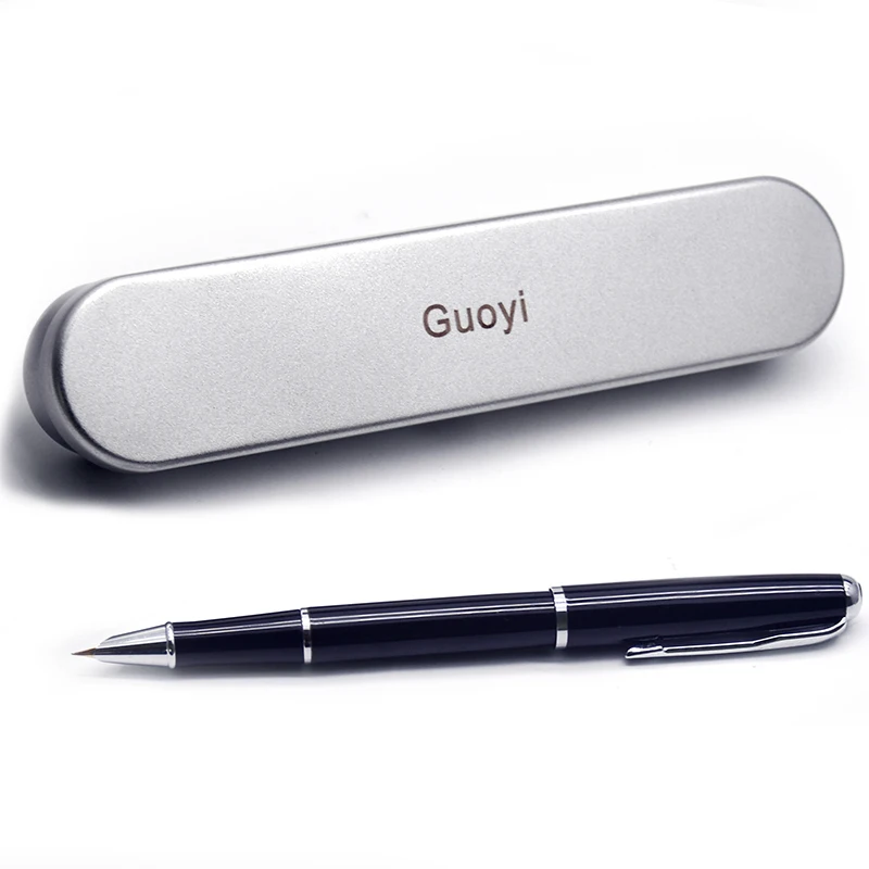 Silver gift package Guoyi A300 Ретро металлическая шариковая ручка 0,38 мм перо учебный офис школьные канцелярские принадлежности покрытые фианитами с алмазным блеском, роскошный подарок ручка отельный бизнес пишущая ручка - Цвет: Silver gift package