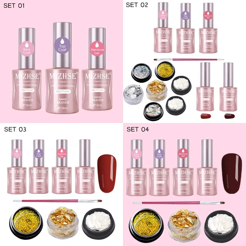 

MIZHSE Gel Polish Set All For Manicure UV Vernis Semi Permanent Base Matt Top Coat For Nails Soak Off 3D Nail Art Hybird Design