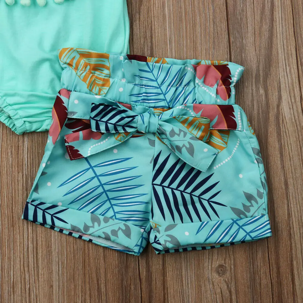 Летние кисточки шорты с бантиком для новорожденных девочек комплект одежды из 2
