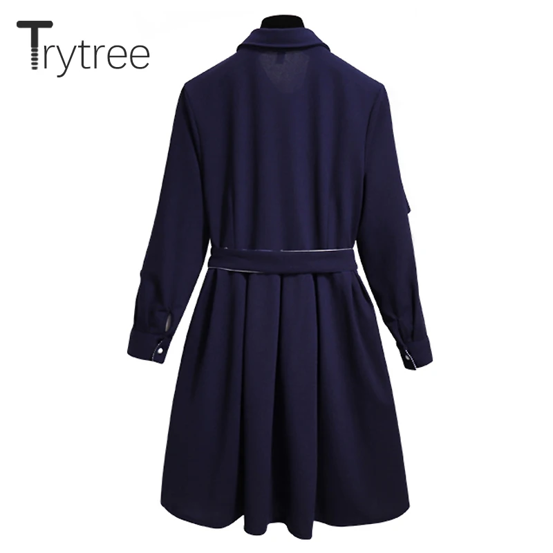 Trytree осенне зимнее платье женское повседневное ТРАПЕЦИЕВИДНОЕ ПЛАТЬЕ С Накидкой