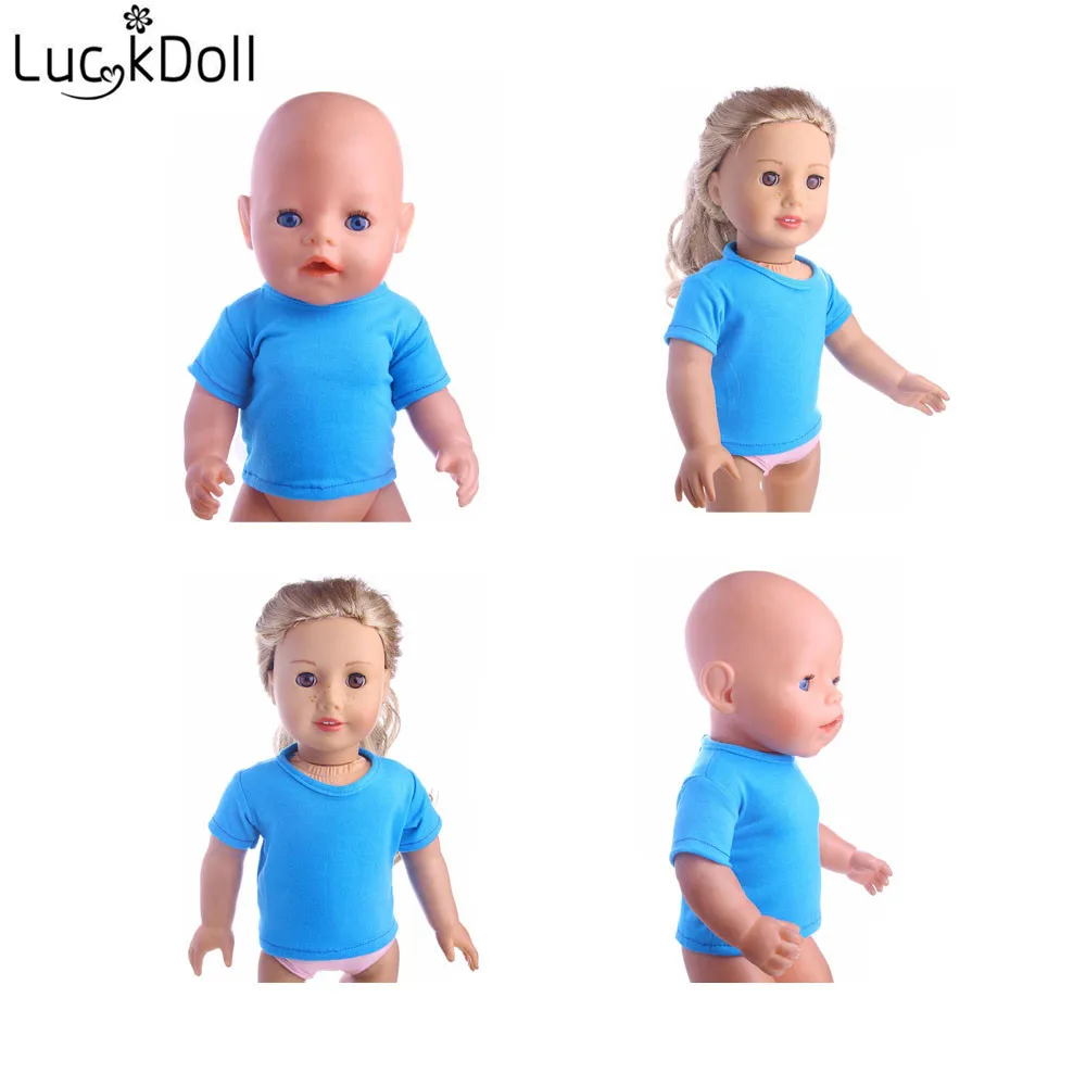 LUCKDOLL синяя футболка размер 18 дюймов американский 43 см Детская кукла одежда