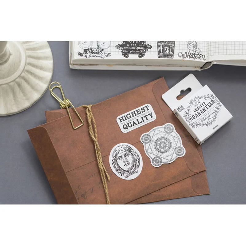 

50pcs/pack Simple Black and White English Scrapbooking Happy Planner Card Making Journaling Project Scripbooking Sticker