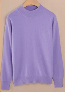 light purple Sparsil кашемировый женский свитер, Рождественский вязаный свитер, женские топы с длинным рукавом, осенне-зимние шерстяные пуловеры с высоким воротом - Цвет: light purple