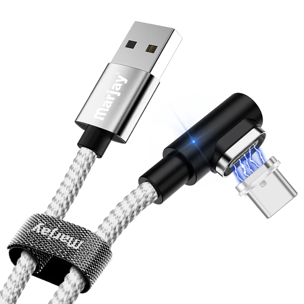 Marjay usb type C кабель 90 градусов 3A Быстрая зарядка type-C Магнитный кабель для samsung S8 S9 S10 Plus Xiaomi mi8 mi9 магнит USB-C
