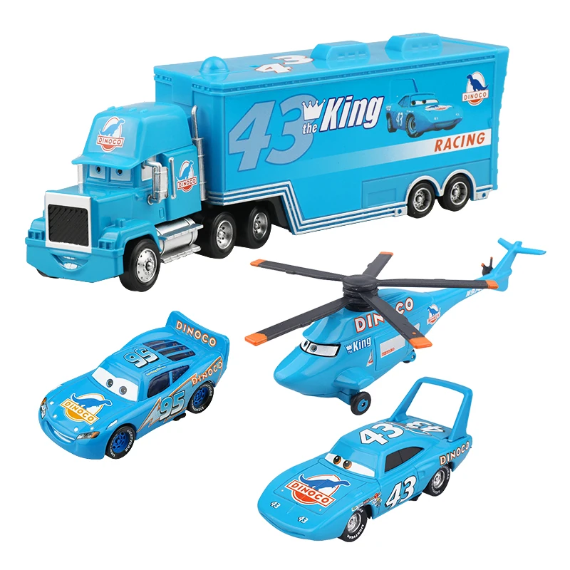 

4Pcs Disney Pixar Cars 2 Lightning McQueen The King Aircraft Mack Uncle Track 1:55 Diecast Metal Alloy Modle Gifts Kids Toys