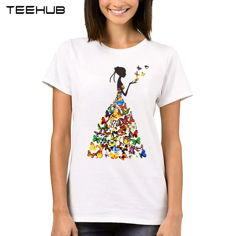 Женские футболки TEEHUB с изображением бабочек для девушек модные женские топы