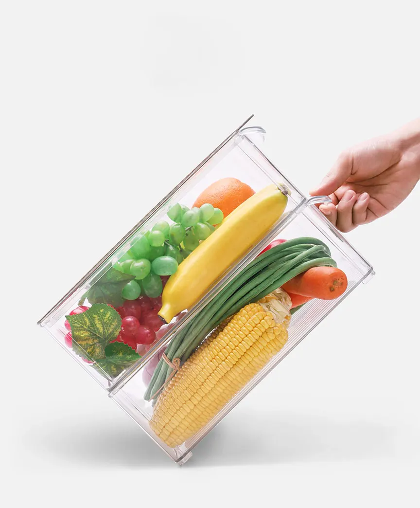 PET Crisper с крышкой кухонный холодильник стеллаж для хранения морозильник ящик для хранения прозрачный контейнер для пищевых продуктов овощи фрукты свежий ящик