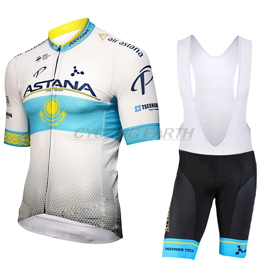 bib short set Команда Астана одежда для велоспорта Джерси короткий рукав Ropa велосипед для мужчин лето Pro майки для велоспорта Велоспорт гелиевая Подушка шорты - Цвет: bib short set