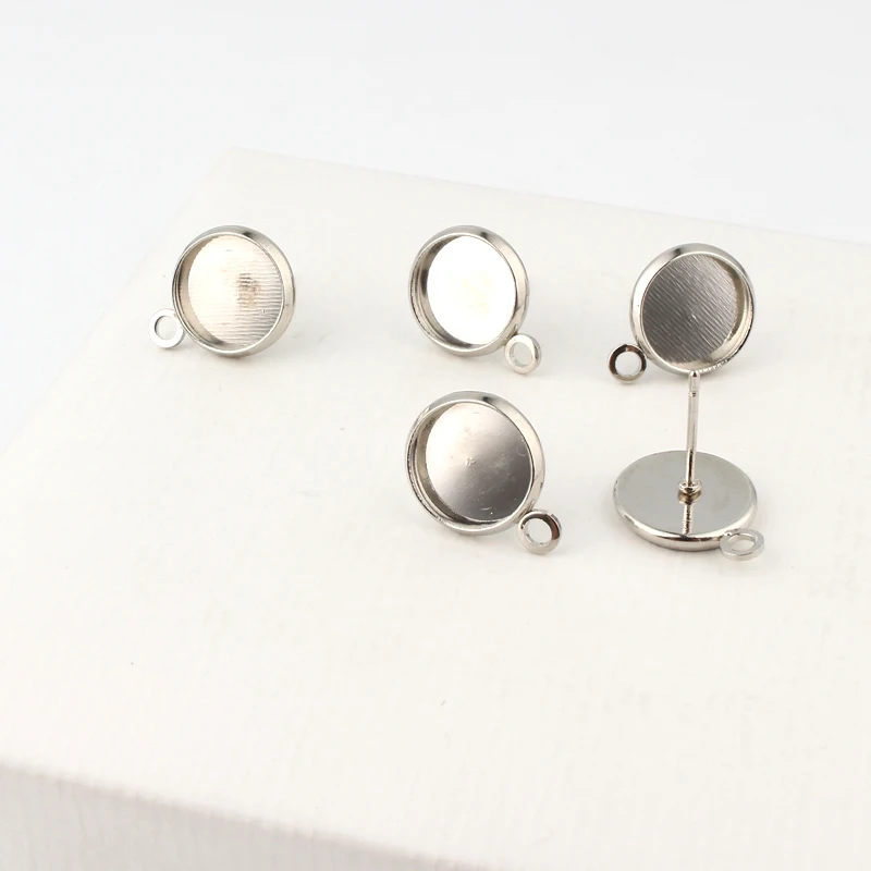10mm10pcs серебро Цвет серьги гвоздики пустой/базовый бусы с отверстием подходит 10 мм