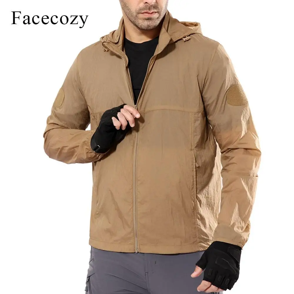 Facecozy Мужская Тактическая Военная охотничья куртка летняя дышащая с капюшоном для альпинизма Мужская ультратонкая быстросохнущая спортивная куртка 5XL