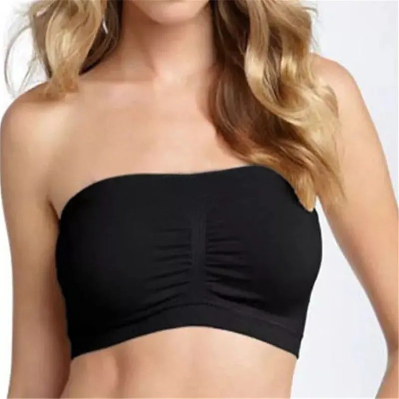 100pcs/One piece Strapless Seamless Padded Bandeau Tube Bra without pads