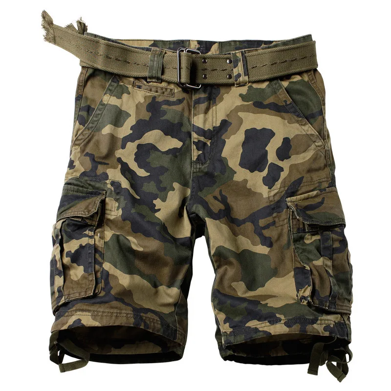 Camo M Мужские шорты Карго, камуфляжные, много карманов, Военный стиль, синие камуфляжные шорты, тактические бриджи, мужские летние короткие брюки, мужские бермуды - Цвет: Camo M