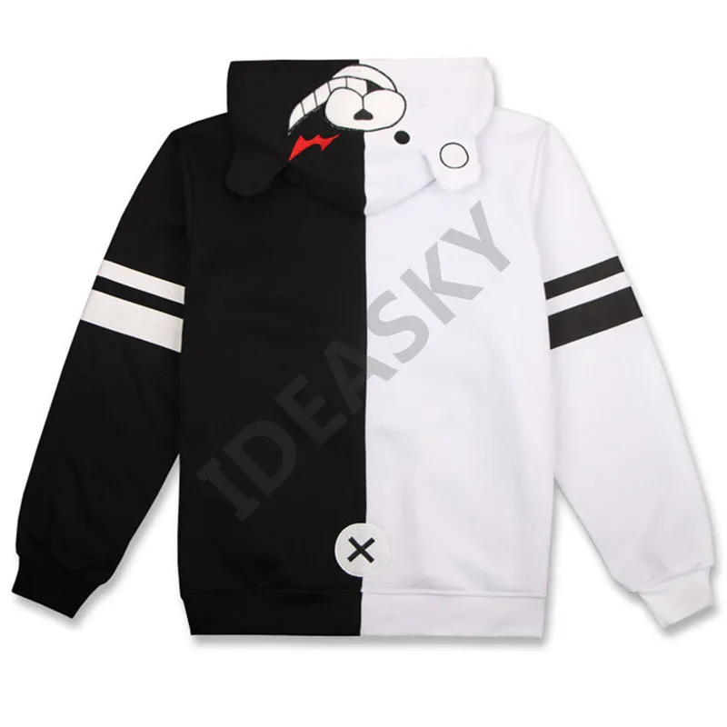 Аниме Danganronpa Косплей Монокума костюм унисекс толстовка с капюшоном черный белый медведь с длинным рукавом повседневное пальто куртка