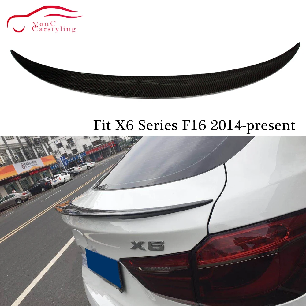 F16 Carbon Fiber Rear Spoiler Trunk Lip for BMW X6 series SUV Boot Tail Wing M-performance Style CF Black color | Автомобили и