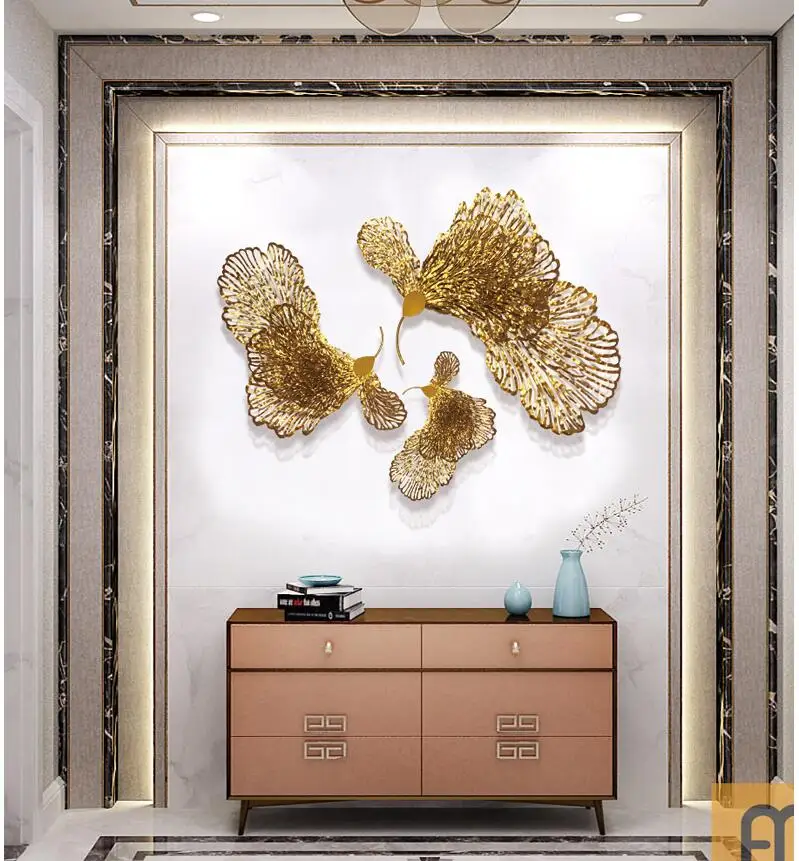 European Wrought Iron Butterfly Flower Wall Hanging Hotel Porch Wall Mural Decoration Livingroom Model Room Wall Sticker Crafts