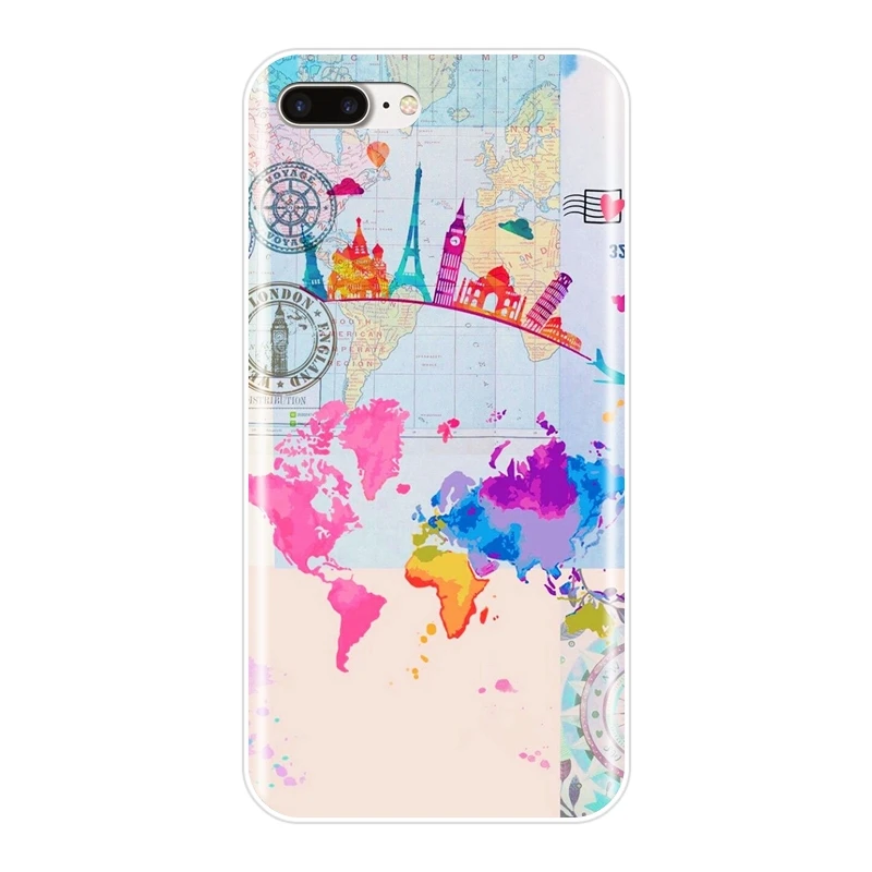 Мягкий силиконовый чехол для iPhone X XR XS MAX 8 7 6 S карта мира дорожный самолет задняя