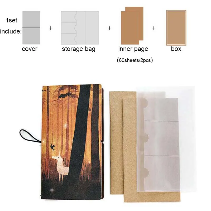 1 Набор Лесной Олень из искусственной кожи чехол для планировщика Bullet Journal notebook дневник канцелярский переплет подарок канцелярские товары школьные офисные принадлежности