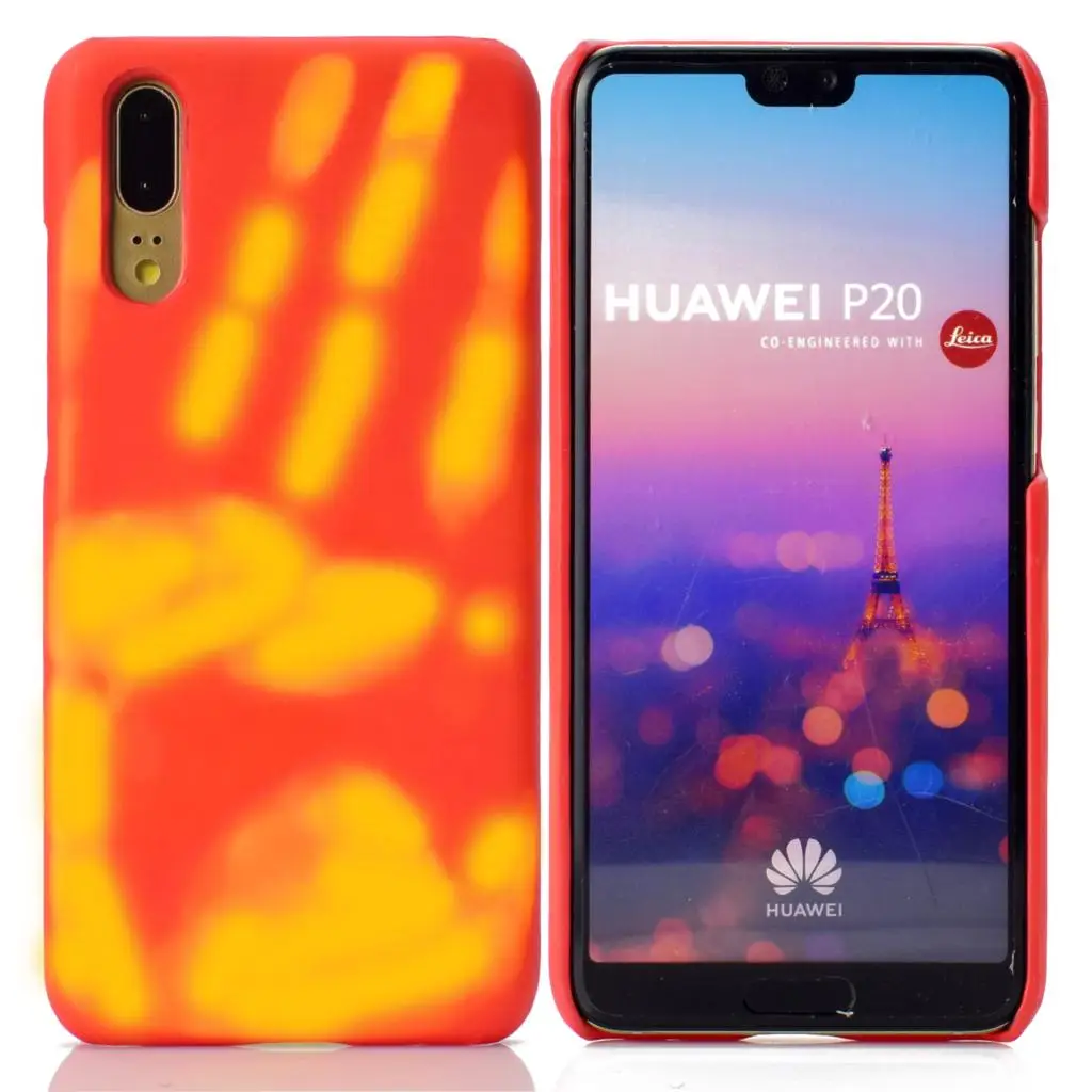 P20 термохромное изменение цвета по температуре ТПУ чехол для Huawei p20 p20lite задняя крышка не ПК не силикон - Цвет: red turns orange